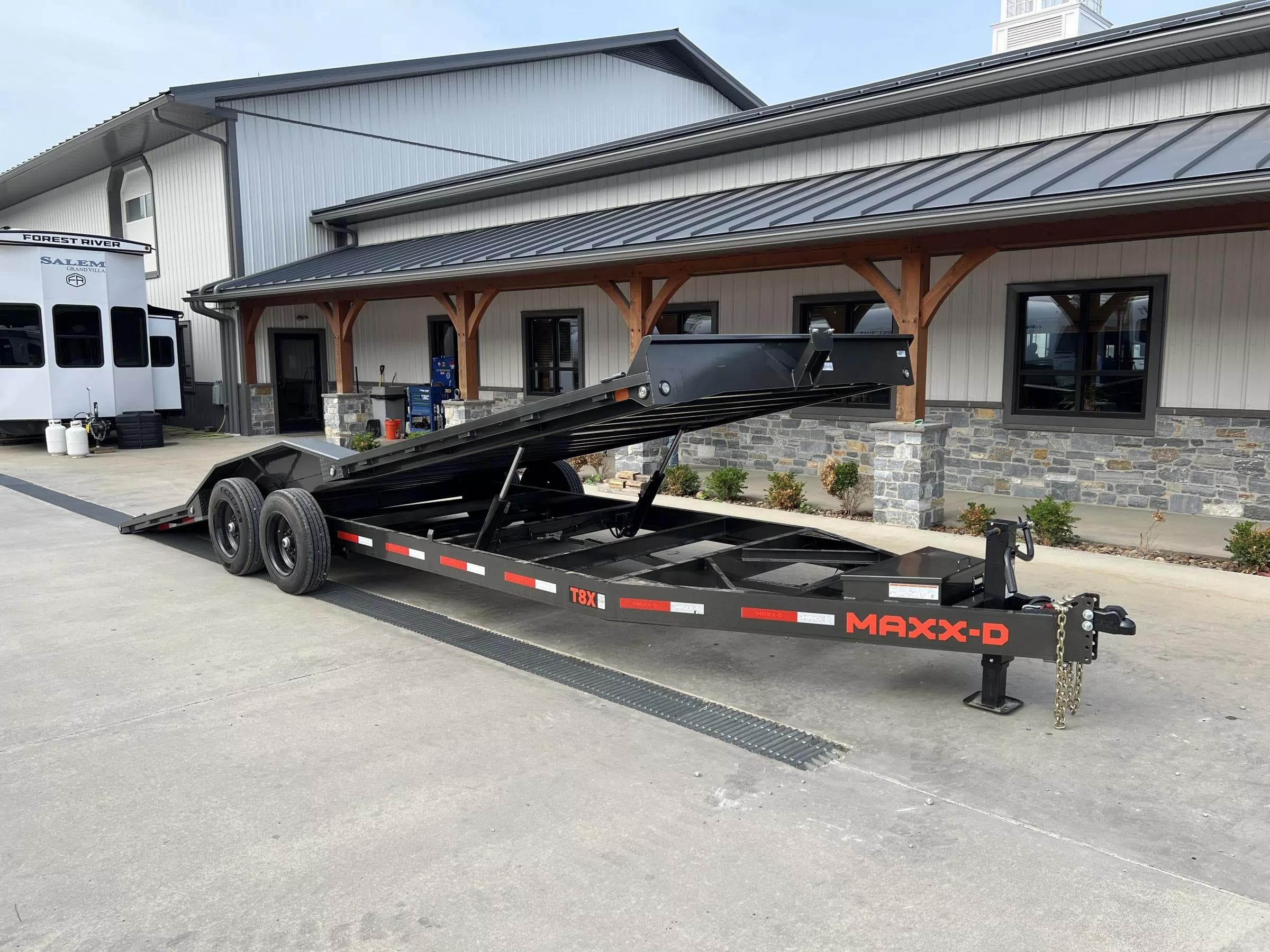 24ft tilt deck equipment flatbed trailer rental Haslet TX - MAXX-D T8X tilt bed trailer with wood decking
